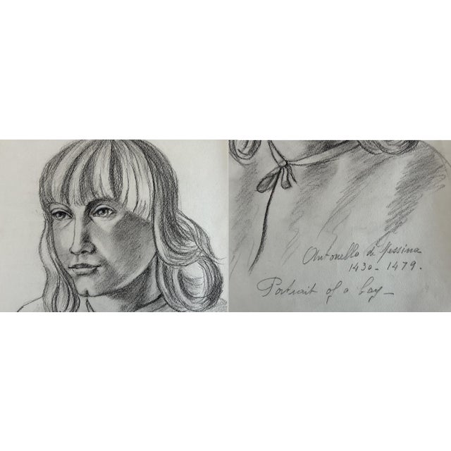 Art Deco Mid 20th Century Old Master Artwork Drawings: Holbein, Michelangelo, Bonsignori (Set of 5) - Unknown Artist For Sale - Image 3 of 8