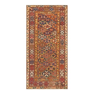 1900s Multicolor Geometric Tribal Antique Nw Persian Rug 4'0" X 8'0" Handknotted Wool Carpet For Sale