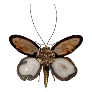 Butterfly Wall Sconce with Wings in Agate by Hubert Dénia for Honoré Paris, 1950s For Sale