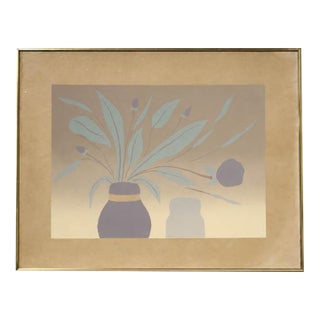 Vintage-Style Minimalist Botanical Wall Art in Gold Frame For Sale