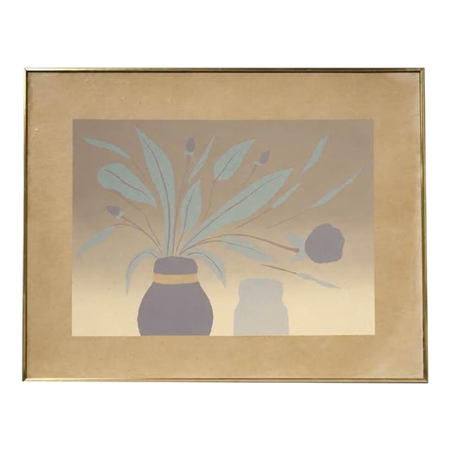 Vintage-Style Minimalist Botanical Wall Art in Gold Frame For Sale