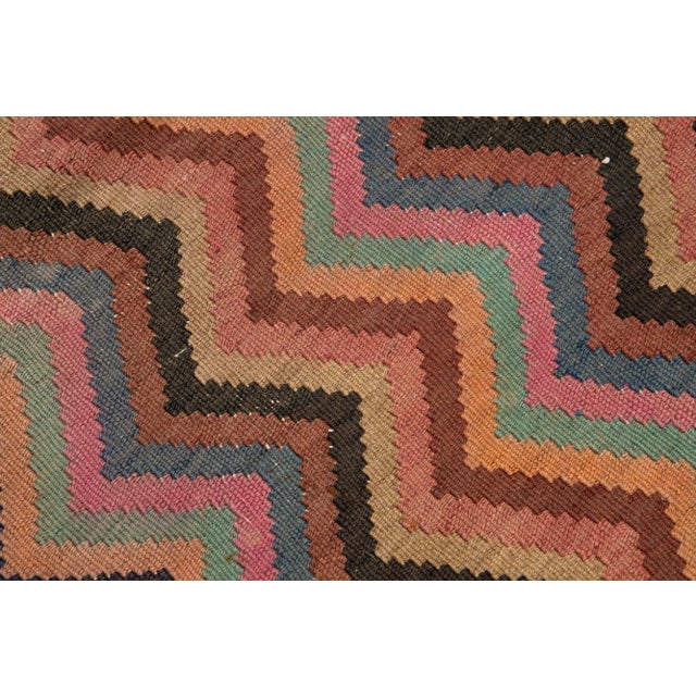 Textile Mid-20th Century Turkish Kilim Multicolor Handmade Tribal Wool Rug For Sale - Image 7 of 8