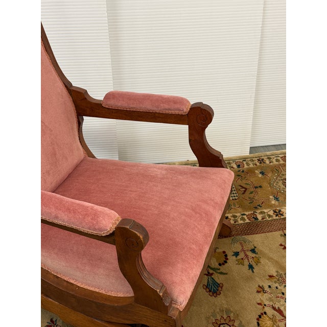 Blush Victorian Platform Rocking Chairs, Vintage For Sale - Image 8 of 12