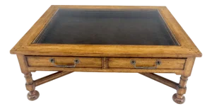 Large Spanish Colonial Style Showcase Glass Top Coffee Table on X Base