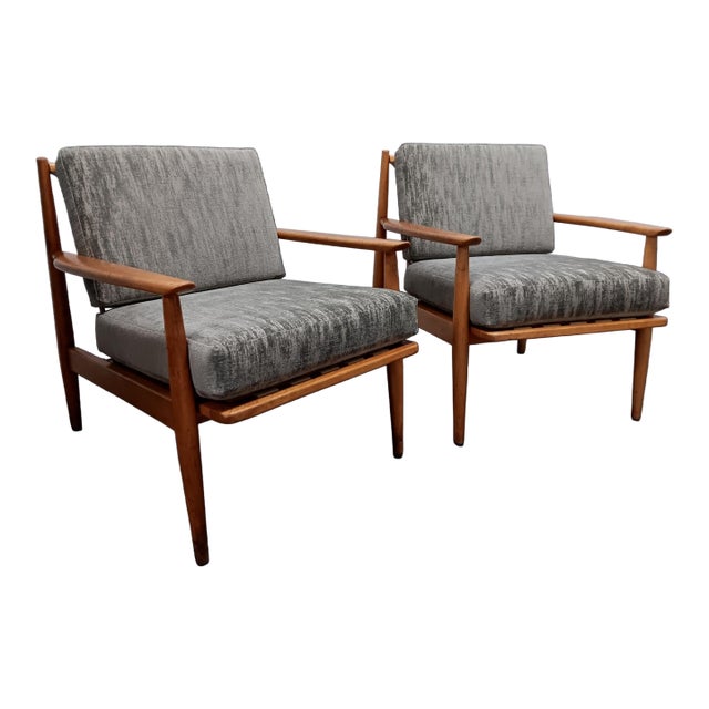 Mid Century Modern Viko Baumritter Danish Style Lounge Chairs W/ 3 Cushion Sets For Sale