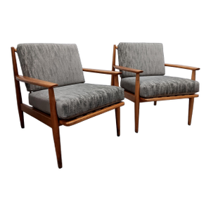 Mid Century Modern Viko Baumritter Danish Style Lounge Chairs W/ 3 Cushion Sets