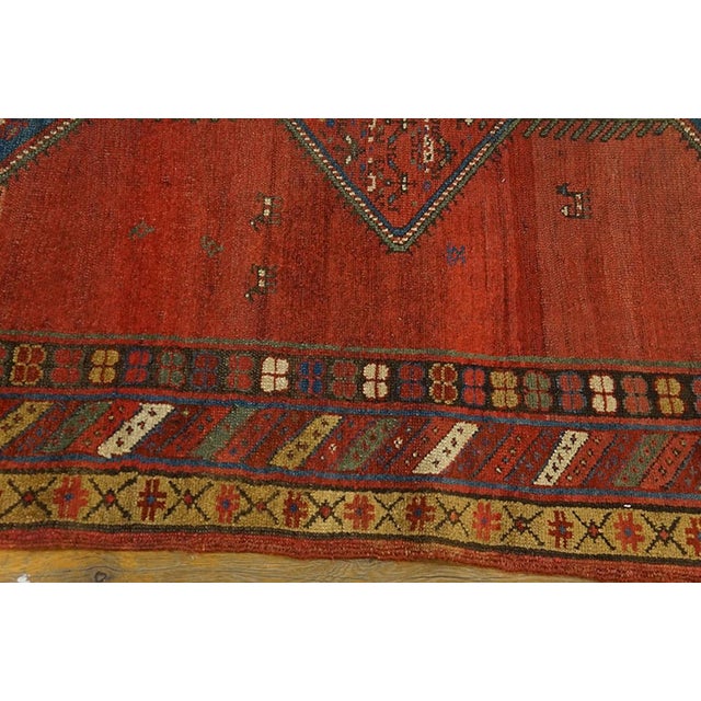 1890s Red Rust Medallion Antique n.w. Persian Rug 3'9" X 8'10" Handknotted Wool Carpet For Sale - Image 4 of 8
