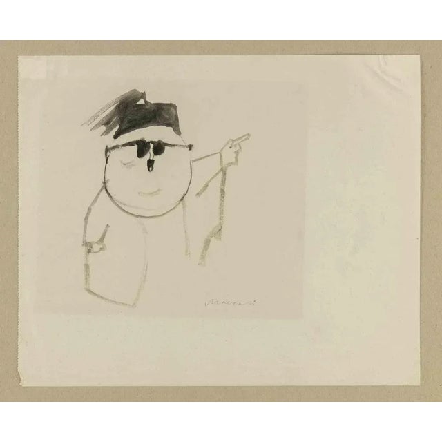 Mino Maccari, Portrait (Pietro Nenni), Drawing, 1960s For Sale - Image 4 of 4