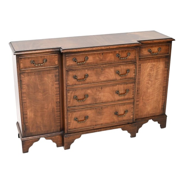 Small Vintage Georgian Style Breakfront Sideboard, 1930 For Sale