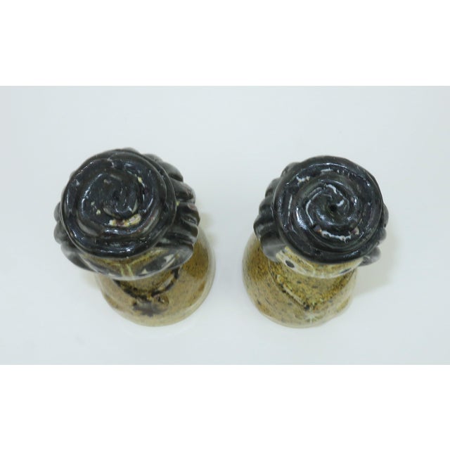 Yellow Ceramic Figural Salt & Pepper Shakers Attributed to Alfaraz Pottery, a Pair For Sale - Image 8 of 11