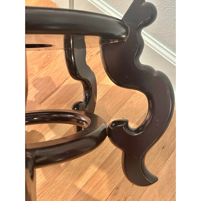 Vintage Chinoiserie Oxblood Fishbowl Planter or Side Table on Stand With Glass Top For Sale - Image 11 of 12