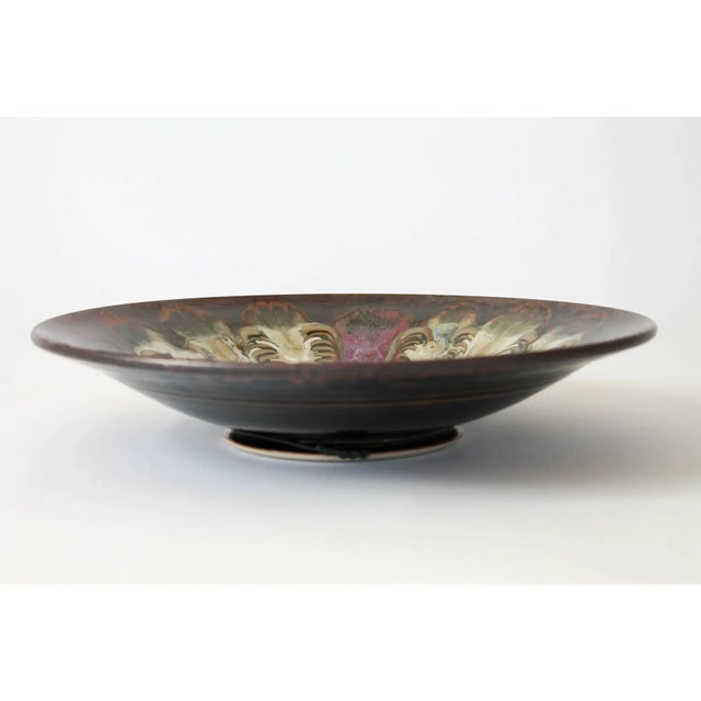 Studio pottery hand thrown large flaring bowl wall hanging by Matthew Patton. Signed on back. Ready to hang. Minor age...