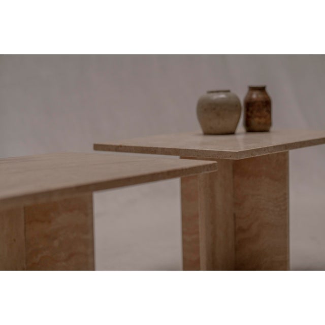 Modern Italian Travertine Side Tables, 1970s., Set of 2 For Sale - Image 3 of 10