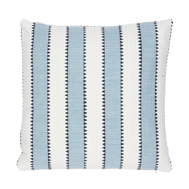 This pillow features Isolde Stripe with a Knife Edge finish. Isolde Stripe is a graphic sawtooth stripe matelassé that's...