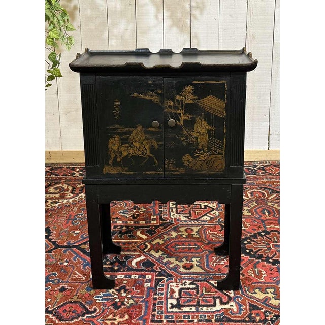 Small Painted Fir Wood Sideboard with Asian Decoration, 1950s For Sale - Image 10 of 16