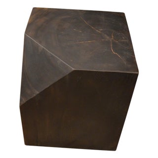 Andrianna Shamaris Faceted Suar Wood Side Table For Sale