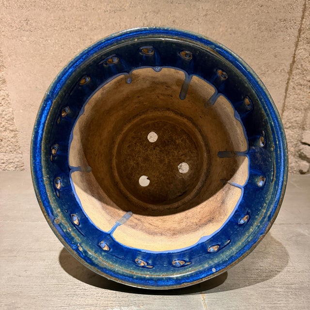 Blue Vintage Modern Rimini Blue Ceramic Pottery Earthenware Indoor/Outdoor Planter For Sale - Image 8 of 8