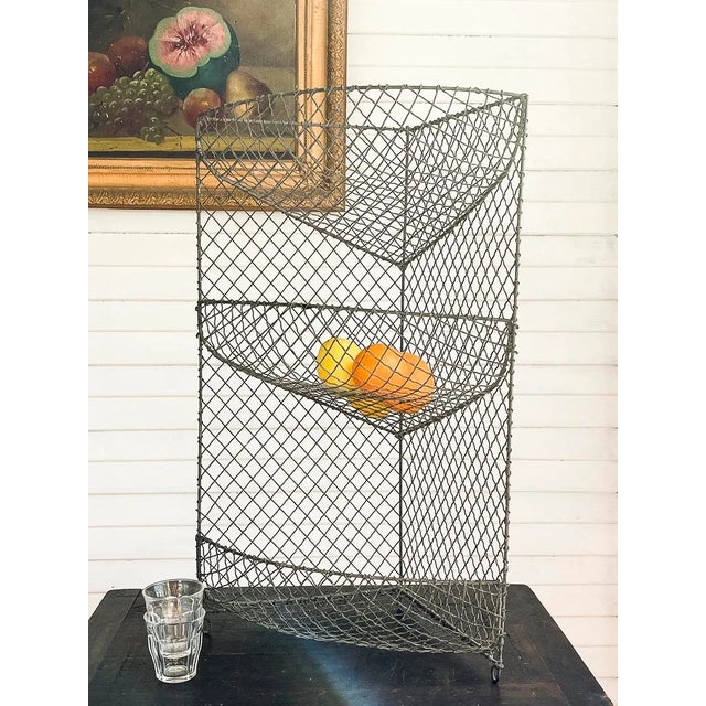 Antique Edwardian Wire Three-Tier Stand – English Metal Kitchen Display For Sale - Image 12 of 12