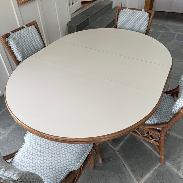 Vintage 5-Piece Rattan Dining Set, Attributed to Clark Casual Distinctive Rattan For Sale - Image 4 of 13