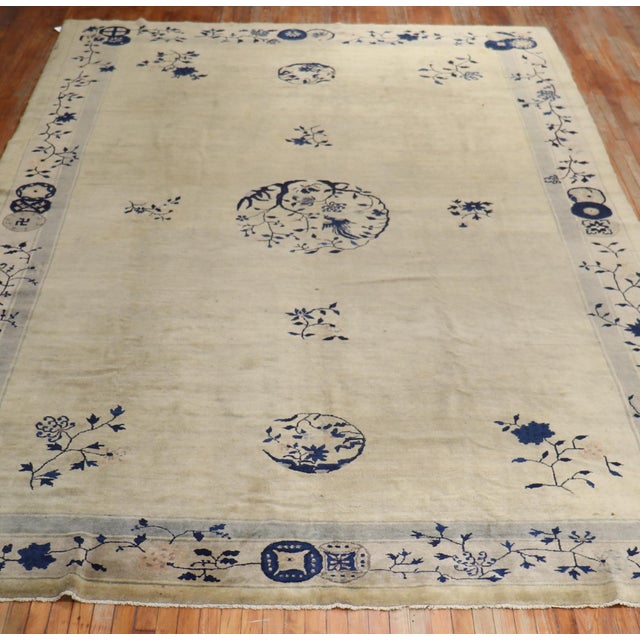 Early 20th Century Beige Gray Blue Chinese Peking Rug For Sale - Image 14 of 18
