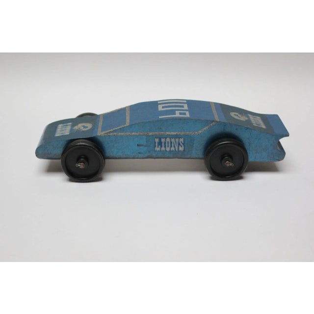 Vintage Hand-Crafted Wooden Model Car With Detriot Lions Graphics For Sale - Image 13 of 13