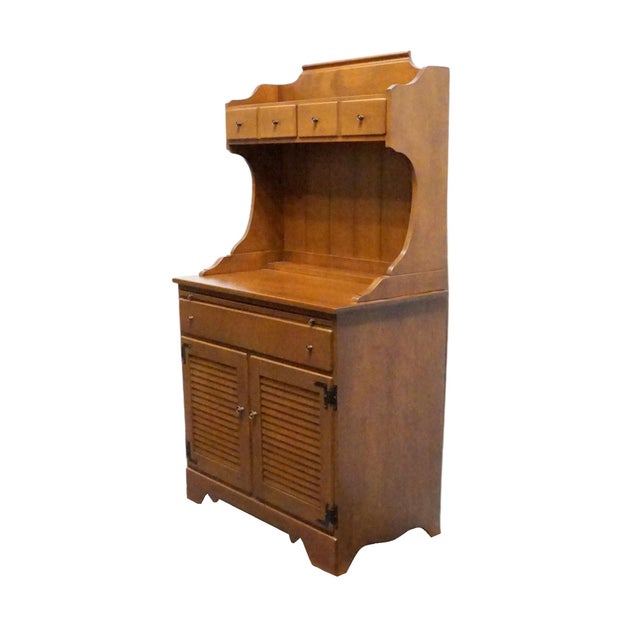 ETHAN ALLEN / BAUMRITTER Heirloom Nutmeg Maple 34" Shutter Door Server w. Hutch / Hoosier Style Cabinet 61" High 34.25"...