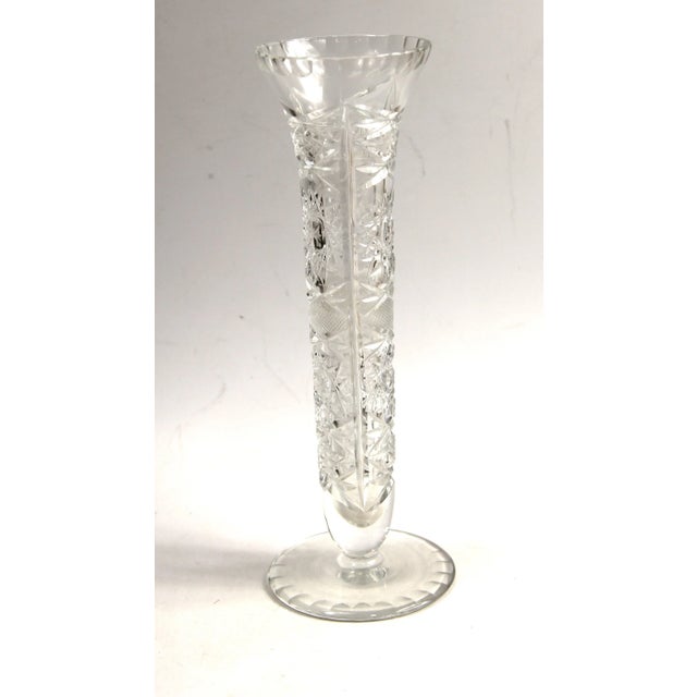 Gorgeous vintage leaded glass crystal bud vase in excellent condition. 8.25" high.