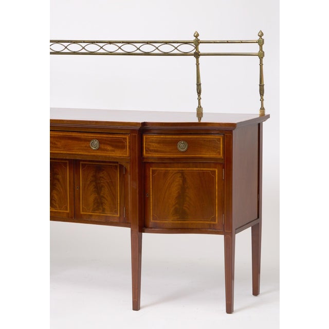 Early 19th Century Antique English 19th Cent George III Inlaid Sideboard W/ Removable Brass Gallery For Sale - Image 5 of 13