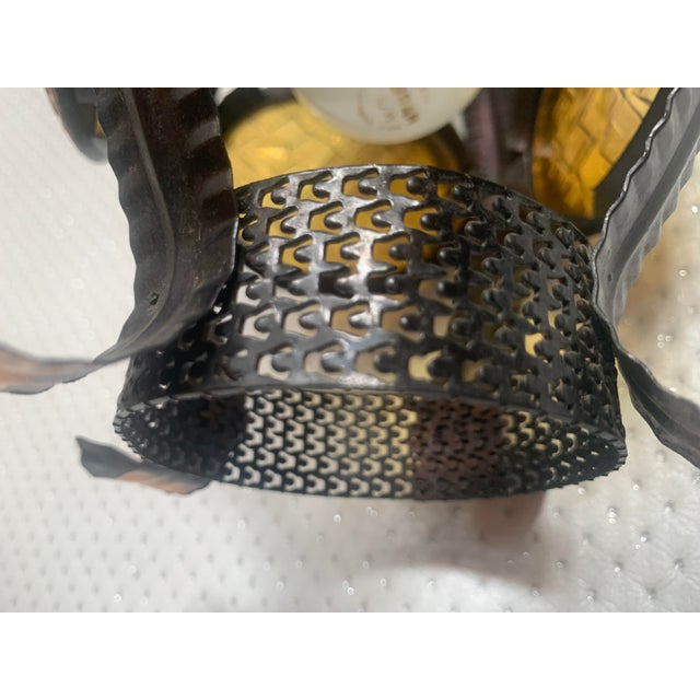 Vintage Hanging Lamp in Metal and Copper with Honey Glass, 1970s For Sale - Image 11 of 18