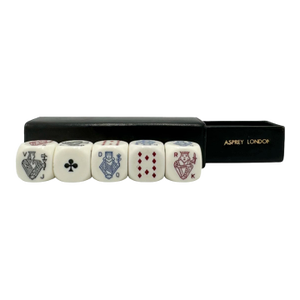 Mid 20th Century Asprey London Set 5 Game Poker Dice With Black Leather Case