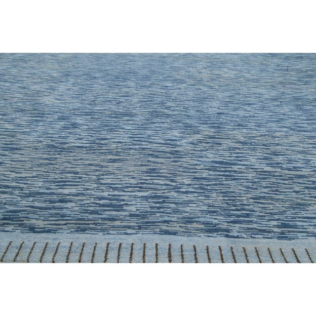 Early 21st Century Modern Swedish Design Blue Handmade Wool Pile Rug by Doris Leslie Blau For Sale - Image 5 of 8