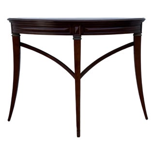 Bombay Company Neoclassical Mahogany Demilune Console Table For Sale