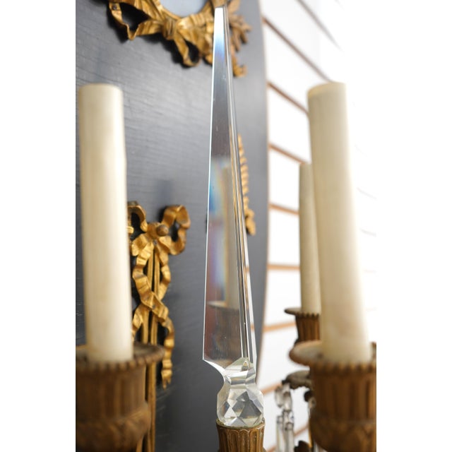 Vintage French Neoclassical Bronze Mounted Light Wall Sconces - Pair For Sale - Image 10 of 12