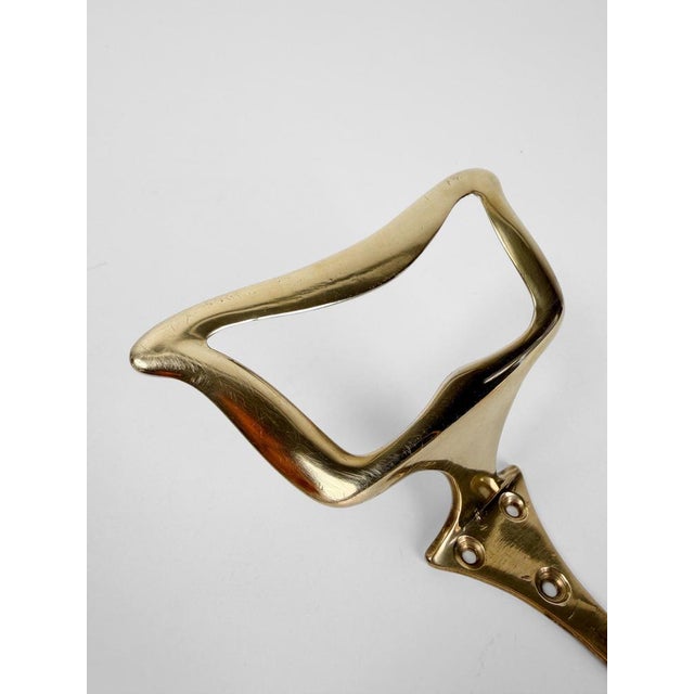 Mid-Century Modern Italian Brass Wall Coat Hooks in the style of Osvaldo Borsani, 1950s, Set of 2 For Sale - Image 6 of 18