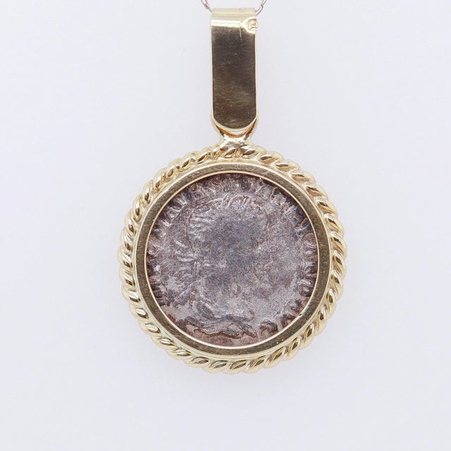 18k Gold & Ancient Roman Coin Severus Alexander Denarius Pendant For Sale - Image 4 of 12