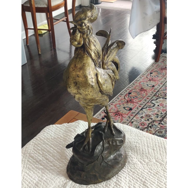 Late 19th Century Antique French Bronze Rooster Signed For Sale - Image 5 of 12