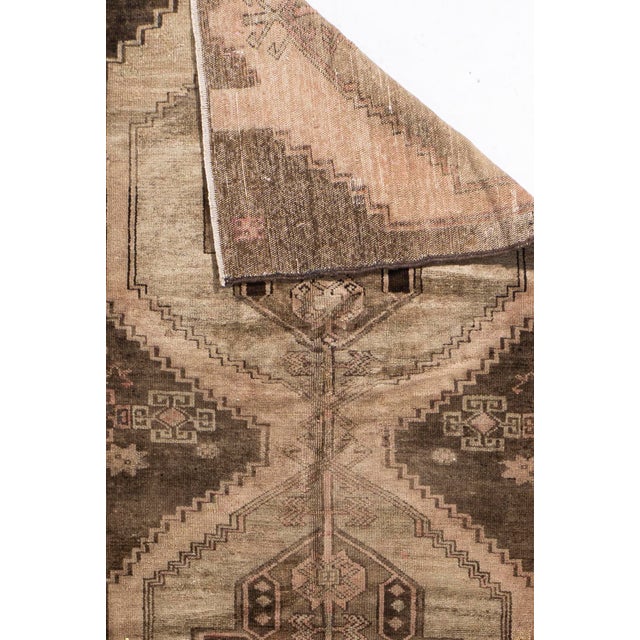 Vintage Circa 1940 Brown Turkish Oushak Hand Knotted Wool Runner 3ft 11in X 15ft 1in For Sale - Image 17 of 18
