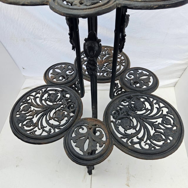 Victorian Antique Victorian-Style Cast Iron Tiered Garden Plant Stand For Sale - Image 3 of 11