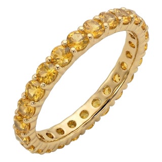 Classic Citrine Eternity Wedding Band Ring – 18k Gold Plated Birthstone Ring Us 7 For Sale