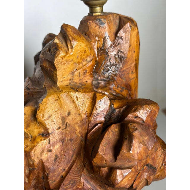 Large Olive Wood Lamp, France, 1960 For Sale - Image 14 of 15