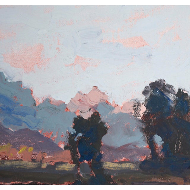 Late 20th Century Sunset at Grand Teton National Park - Plein Aire Landscape in Oil on Board by Thomas Bradshaw For Sale - Image 5 of 7