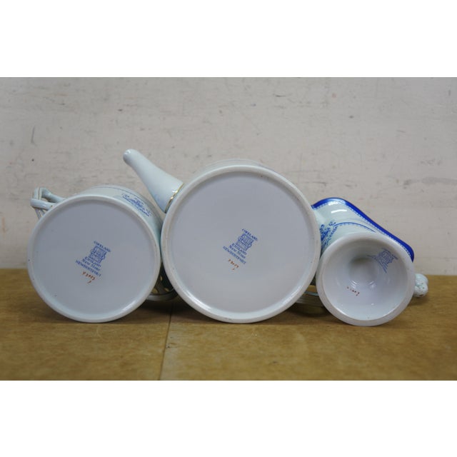 Mid 20th Century Copeland Spode England Newburyport Teapot Creamer Sugar Pitcher 10" - 3 pc For Sale - Image 12 of 14