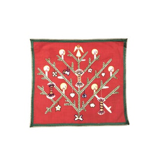 Vintage Swedish Hand Embroidered Christmas Table Topper For Sale