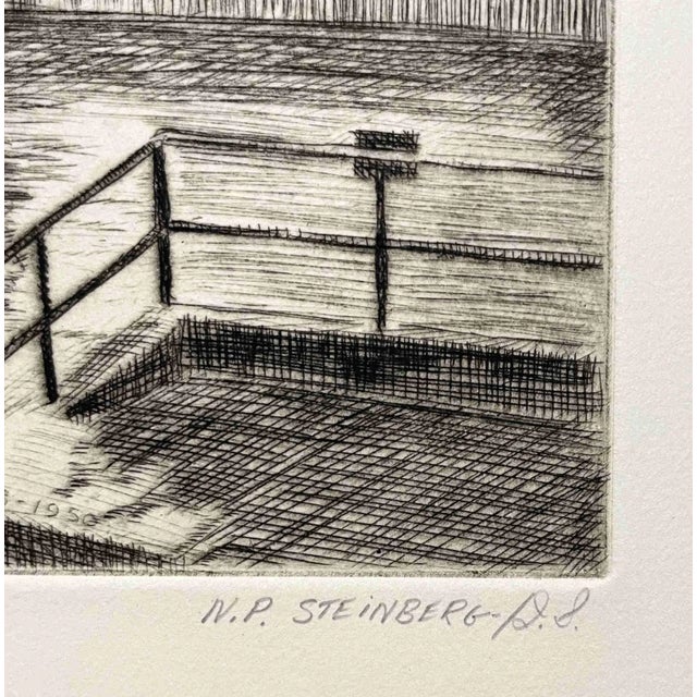Realism A 1950 Etching of Downtown Chicago by Artist Nathaniel P. Steinberg, Titled "March Thaw- Chicago" For Sale - Image 3 of 5