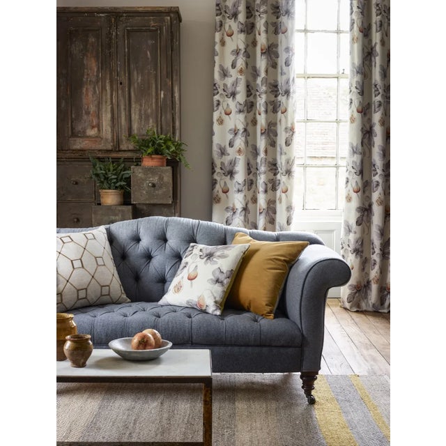 A botanical study of figs feature on this linen-mix fabric which incorporates the fruits large leaves and intricate...