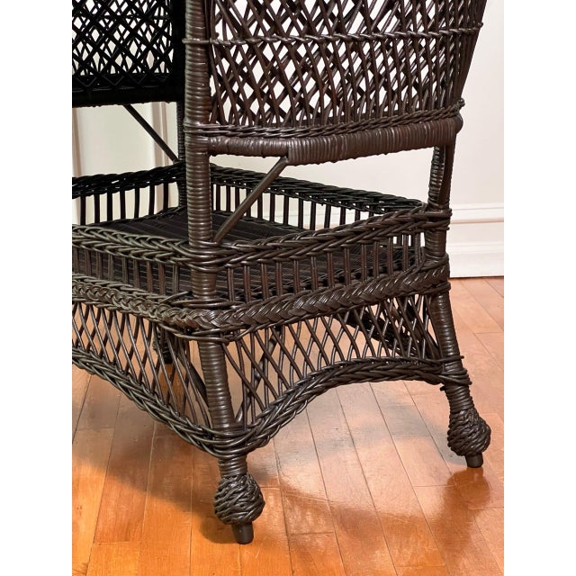 Bar Harbor Wicker Library or Side Table With Magazine Pockets in Brown, C. 1915 For Sale - Image 13 of 18