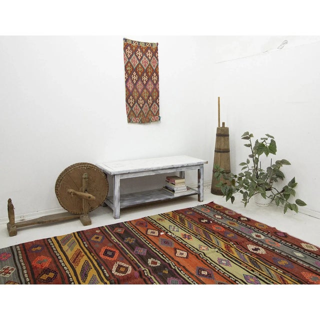 Embroidered Vintage Kilim Rug For Sale In Los Angeles - Image 6 of 7