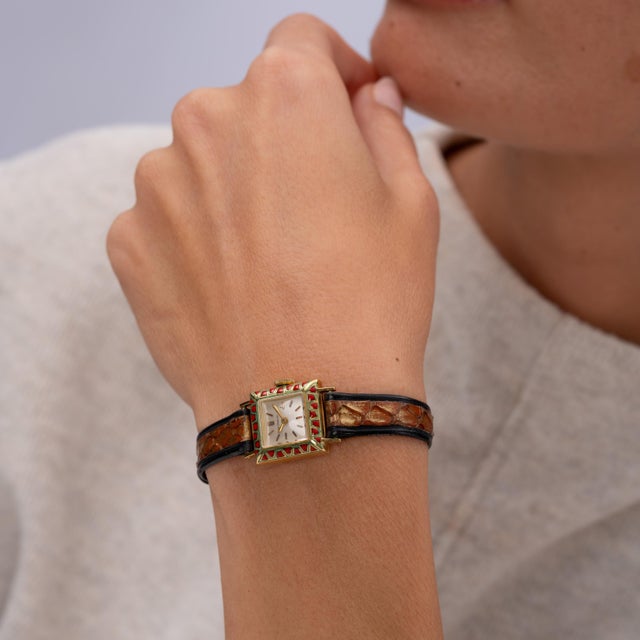 This distinctive Gübelin wristwatch captures a more playful and decorative side of mid-century Swiss watch design. Crafted...