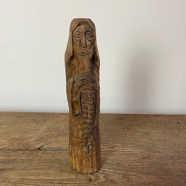 Tan Folk Art Naïve Sculpture in Carved Wood, 1800s For Sale - Image 8 of 8