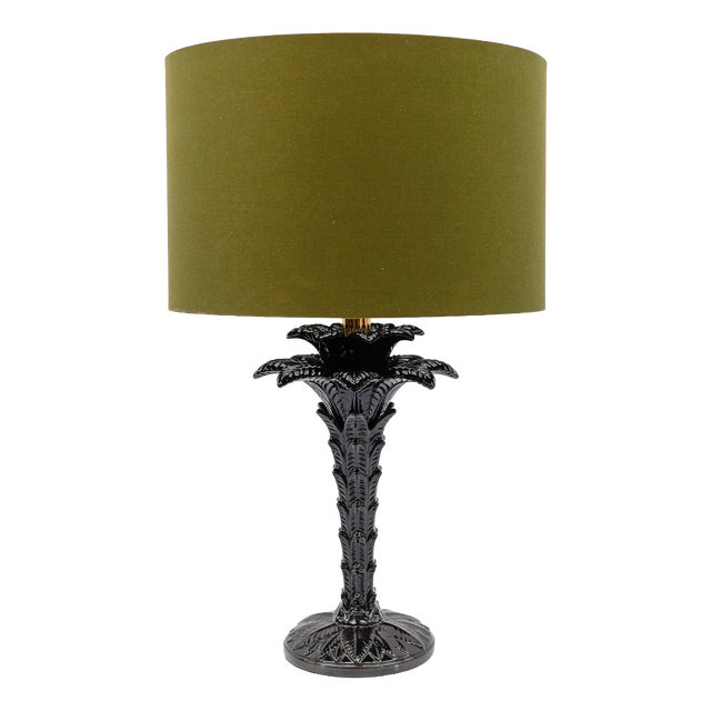 Italian Ceramic Palm Tree Table Lamp, 1960s For Sale
